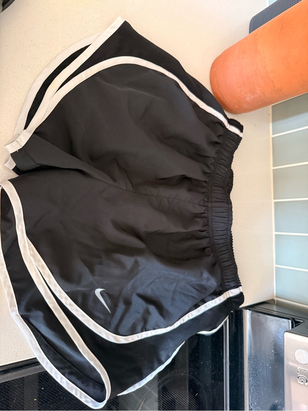 Nike Black Shorts with White Trim and Swoosh